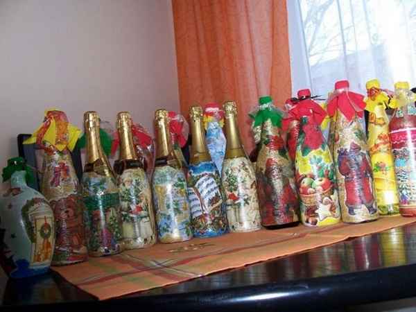 Декупаж бутылок своими руками: мастер-класс тканью салфетками 