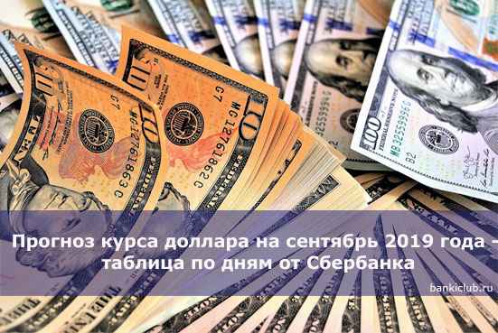 Прогноз курса доллара на сентябрь 2020 года - таблица по дням от Сбербанка