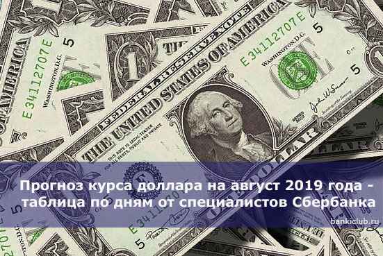 Прогноз курса доллара на август 2020 года - таблица по дням от специалистов Сбербанка