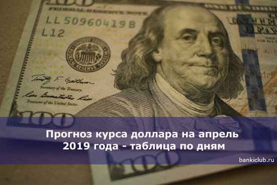 Прогноз курса доллара на апрель 2020 года - таблица по дням