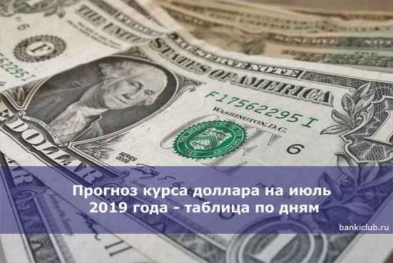 Прогноз курса доллара на июль 2020 года - таблица по дням