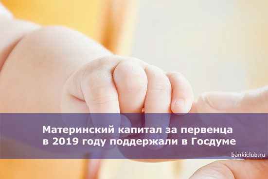 Материнский капитал за первенца в 2020 году поддержали в Госдуме